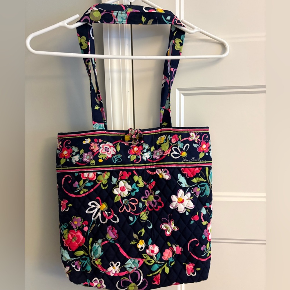 Vera Bradley quilted cotton tote bag in the retired "Ribbons" pattern